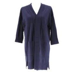 NWT ISAAC MIZRAHI DROP SHOULDER OPEN SWEATER CARDIGAN NIGHT INDIGO XXS